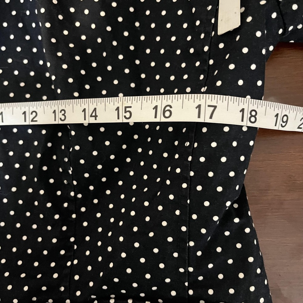 Talbots Jacket Womens 12 Navy White Polka Dot Lined Button Front 3/4 Sleeve - Picture 6 of 7